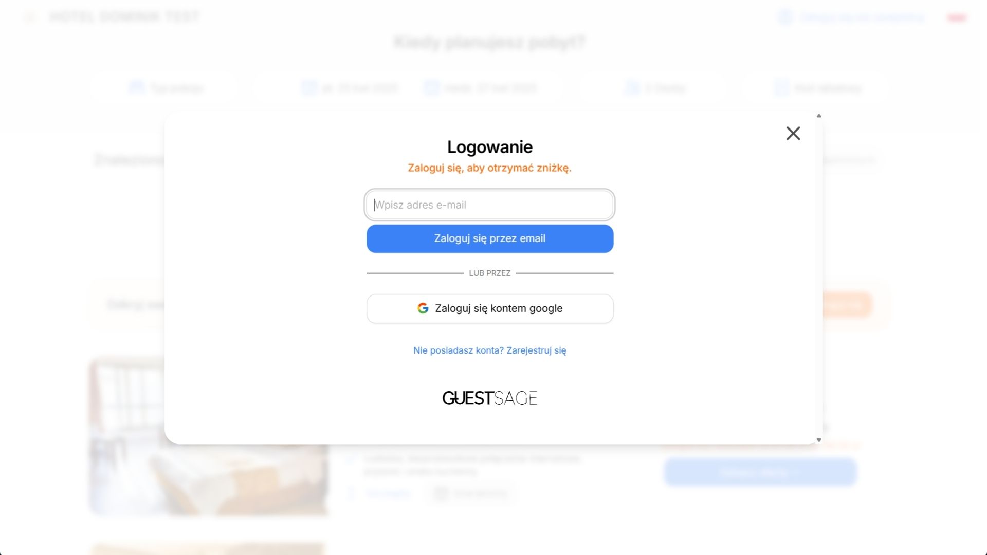 Okno logowania pozwala zalogować się także przez Google, co zdecydowanie przyspiesza cały proces.